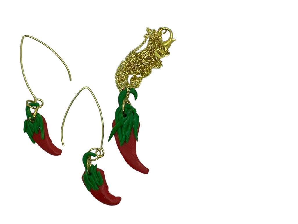 Chilli earrings and necklace set